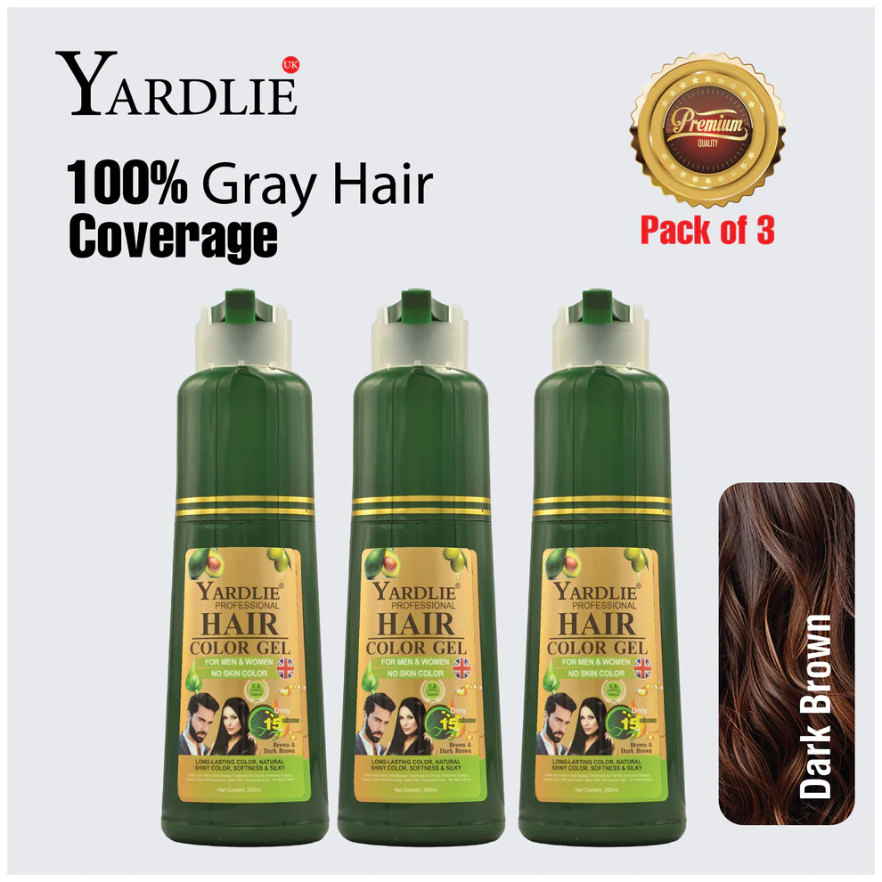 Yardlie Premium Dark Brown Hair Color Gel Shampoo UK Based
